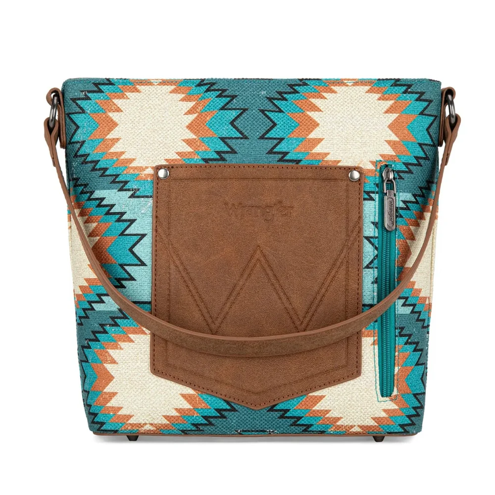 Wrangler Aztec Distressed Print Dual Sided Print Hobo Bag/Crossbody